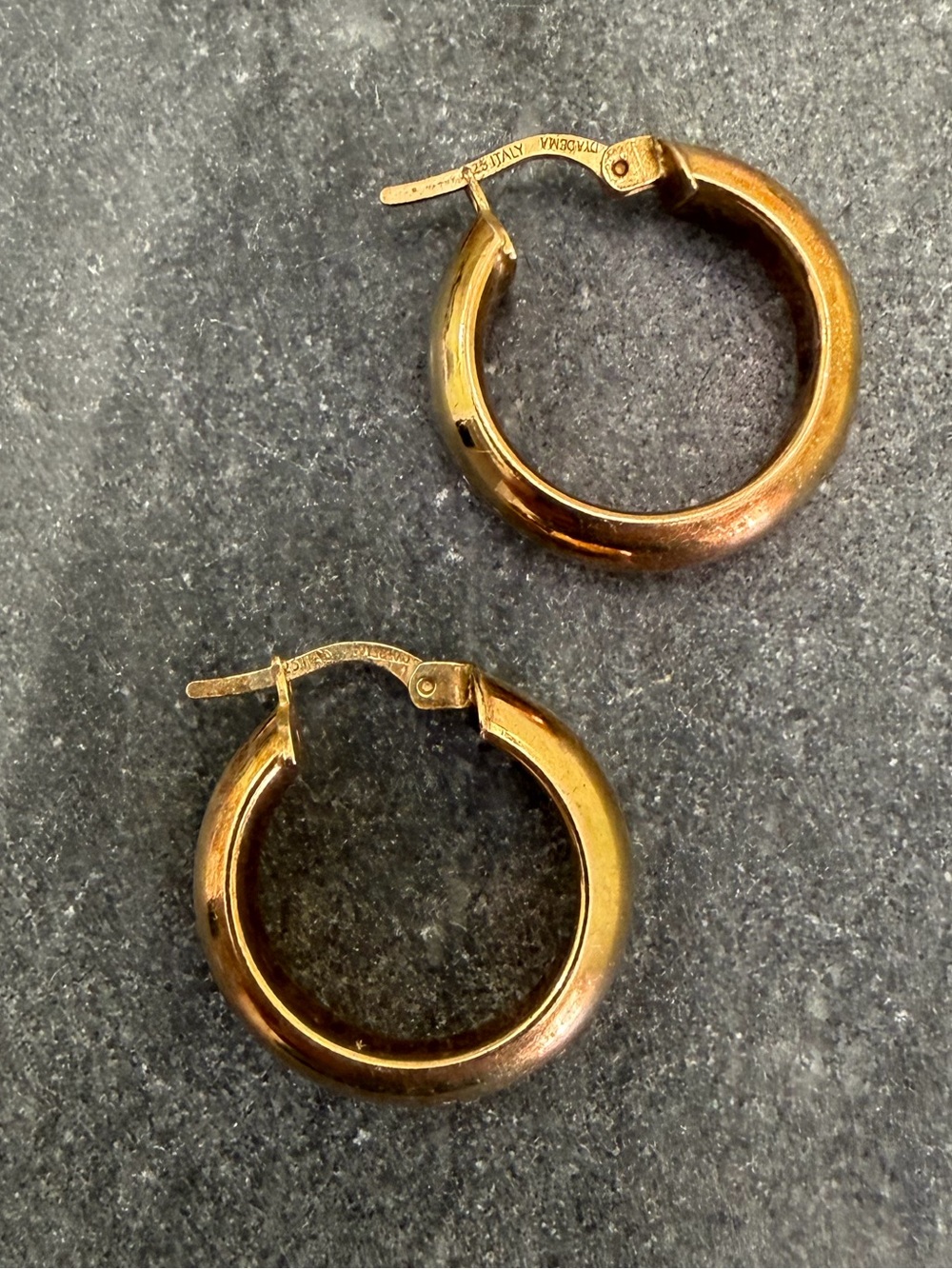 Vintage Gold Sterling 3/4 inch Hoop Earrings - Picture 11 of 11